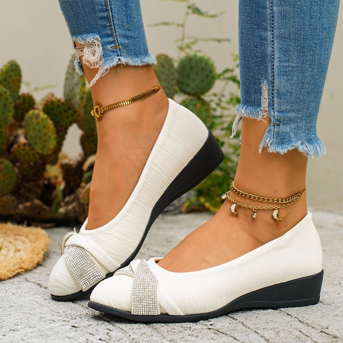 Damen elegante Ballerinas mit glamourösem Strassdetail R&B