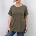 Damen lässiges T-Shirt mit seitlichen Eingrifftaschen R&B