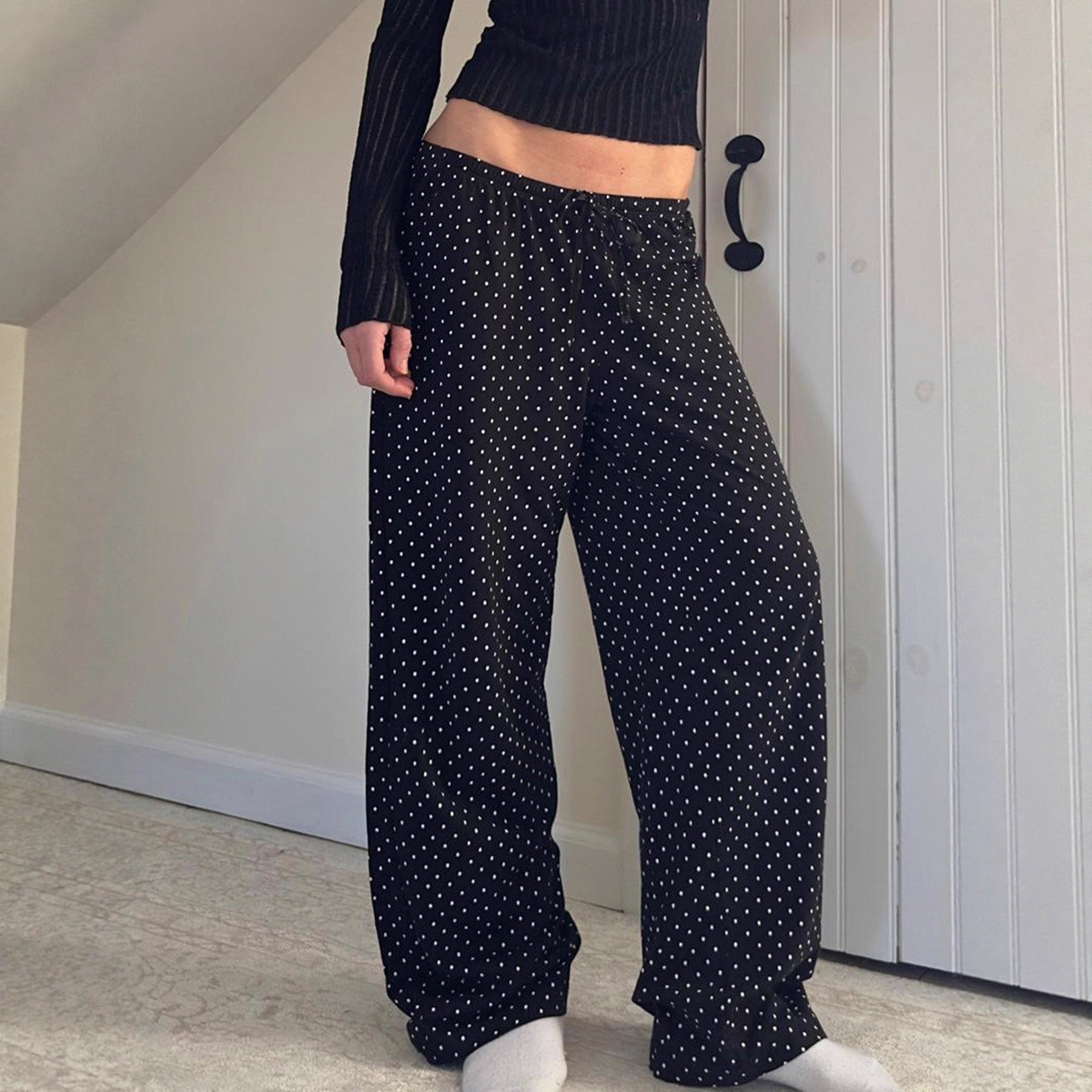 Damen lässige Freizeithose mit Punkten R&B