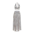 Damen Zweiteiliges glitzerndes Maxikleid mit raffinierten Schnürdetails R&B