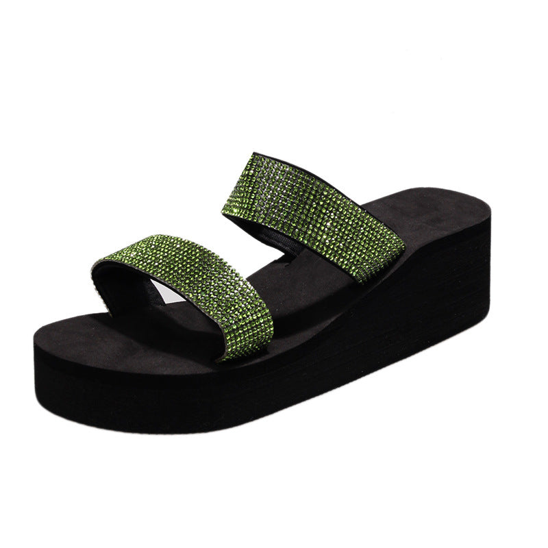 Damen modische Wedge-Sandalen mit funkelnden Strassdetails R&B
