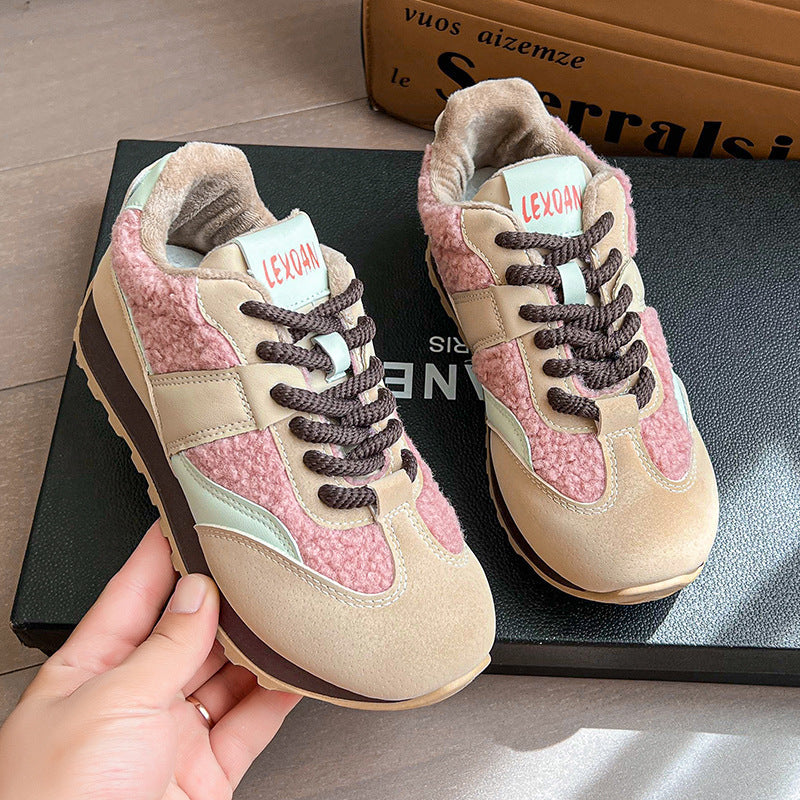 Damen Komfortable Sneaker mit flauschigem Obermaterial und stabiler Sohle