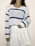 Damen lässiger Strickpullover mit Streifen R&B