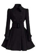 Damen moderner Trenchcoat mit tailliertem Schnitt und Doppelknöpfen R&B