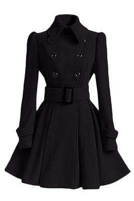 Damen moderner Trenchcoat mit tailliertem Schnitt und Doppelknöpfen R&B