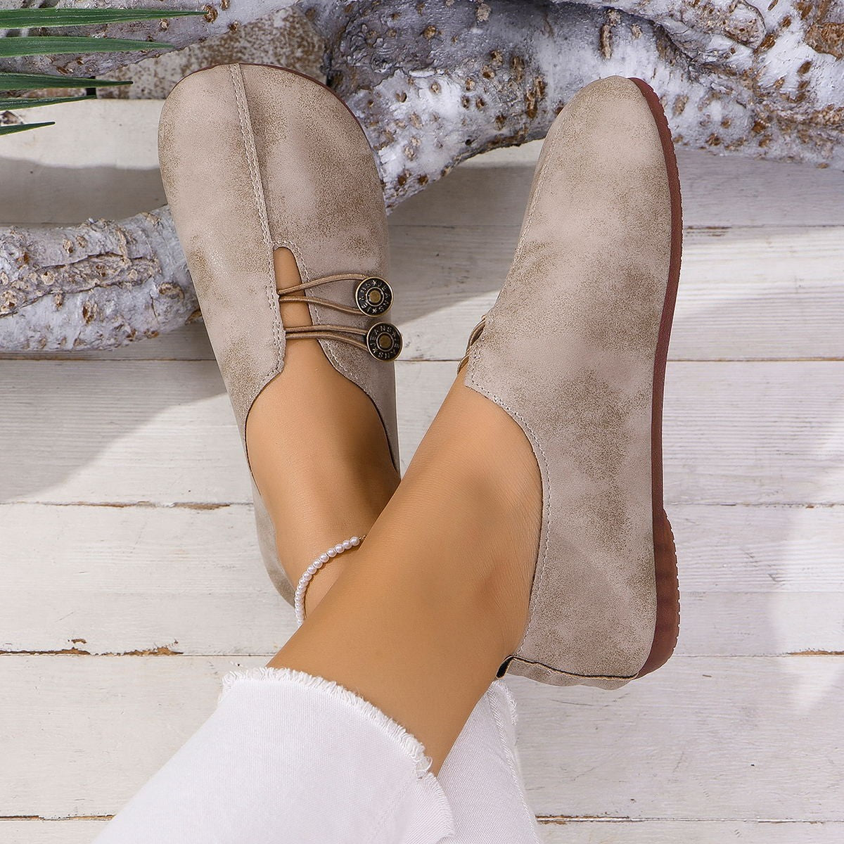 Damen Alltagsschuhe mit elegantem Knopfdetail und bequemem Innenfutter R&B