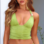 Damen Halter-Bikinioberteil mit Raffung und verspieltem Design R&B