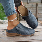 Damen bequeme Clogs mit atmungsaktivem Lochmuster und dekorativer Blumendetails R&B
