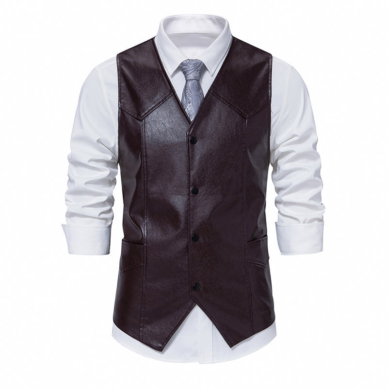 Herren elegante Kunstlederweste