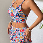 Damen Cropped Top und Rock-Set im floralen Design R&B