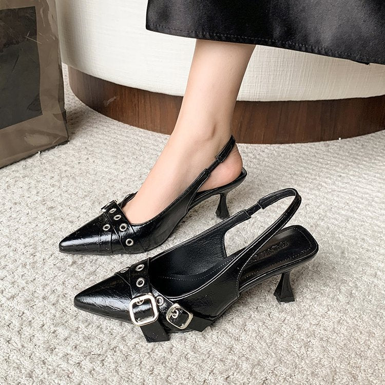 Damen Slingback-Pumps mit quadratischem Absatz und Schnallenakzent R&B