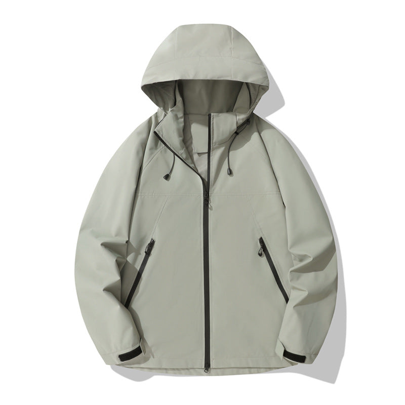 Damen wasserabweisende Outdoor-Jacke mit verstellbarem Kapuzenkragen und funktionalen Reißverschlusstaschen R&B