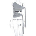 Damen asymmetrisches Wickel-Top mit schmeichelndem Drapierungseffekt R&B
