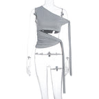 Damen asymmetrisches Wickel-Top mit schmeichelndem Drapierungseffekt R&B