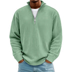 Herren nan gerippter Strickpullover mit halbem Reißverschluss und Stehkragen R&B