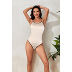 Damen Einteiler Badeanzug mit hochelastischem Material und modischem Kontrastdetail R&B
