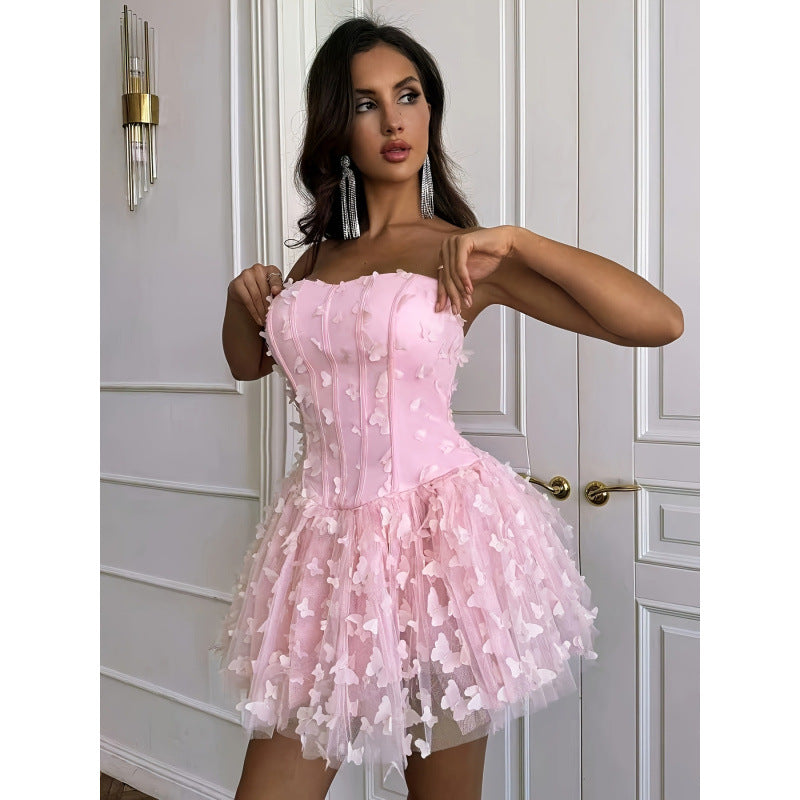 Damen aufregendes Ballkleid mit Spitze und Volant R&B