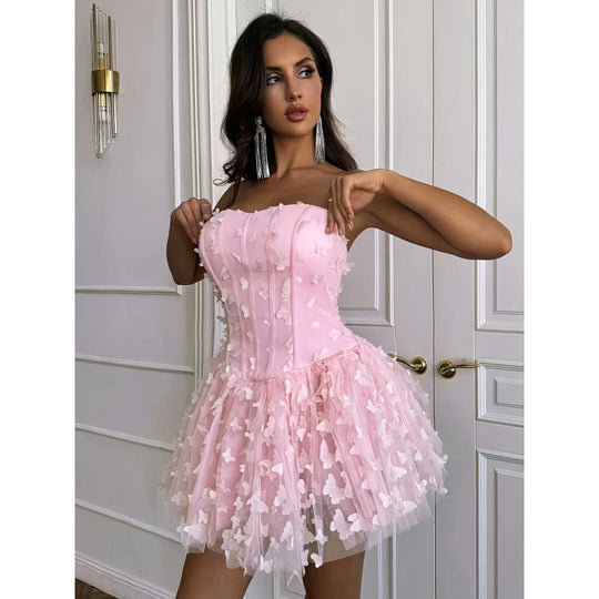 Damen aufregendes Ballkleid mit Spitze und Volant R&B