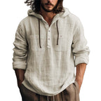 Herren lässiger Kapuzenpullover mit Knopfleiste und praktischen Taschen R&B