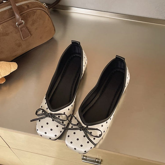 Damen Ballerinas mit modernem Punktedesign und elegantem Schleifenakzent R&B