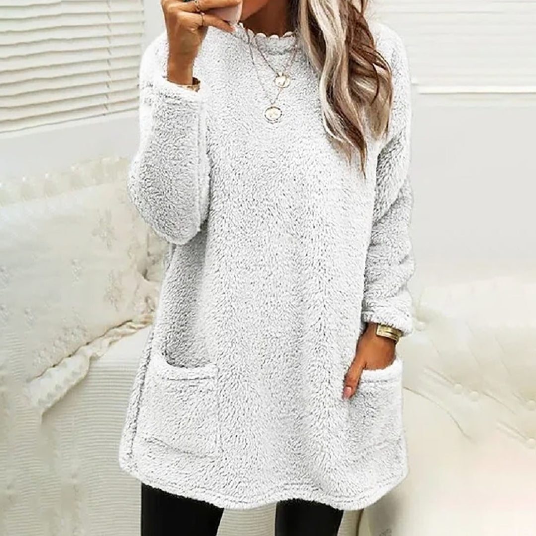 Damen Kuscheliger Fleece-Pullover mit praktischen Taschen und weitem Schnitt R&B