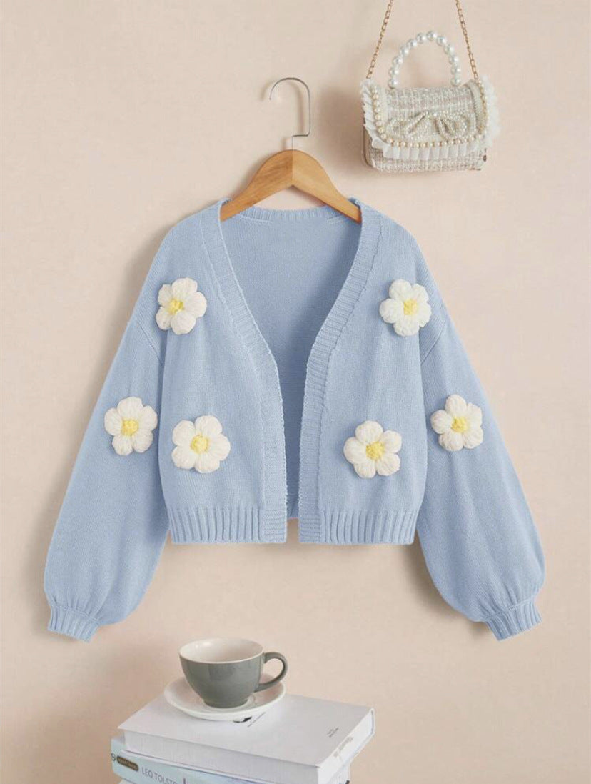 Damen Kurzjacke mit verspielten Blumenapplikationen