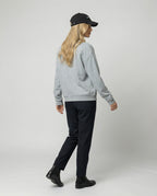 Lässige Damen Sweatshirt Jacke mit V-Ausschnitt in Grau