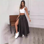 Damen Eleganter Rock mit hohe Taille und seitlichem Schlitze