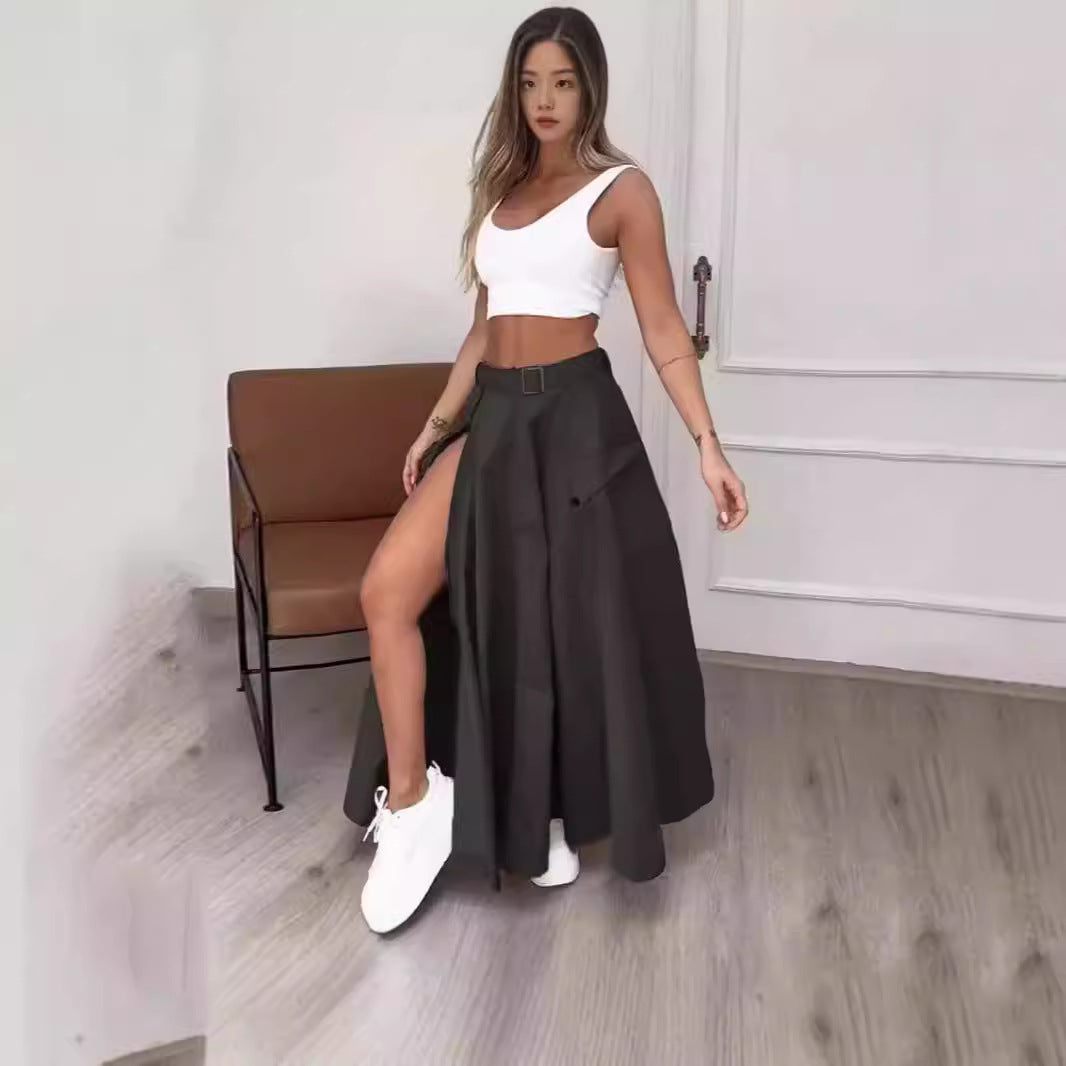 Damen Eleganter Rock mit hohe Taille und seitlichem Schlitze
