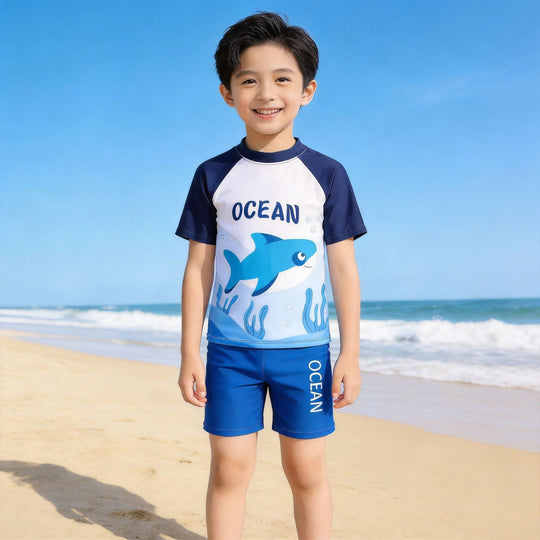 Jungen UV-Schutz Schwimmanzug mit kurzen Ärmeln R&B