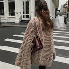 Damen Grobstrickpullover mit übergroßen Ärmeln R&B
