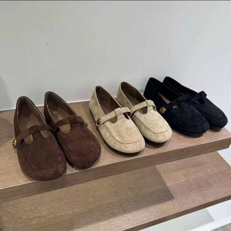 Damen Ballerinas mit modischem Riemchen und eleganter Schnallenverzierung R&B