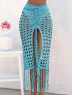 Damen gehäkelter Strand-Sarong mit Fransen R&B