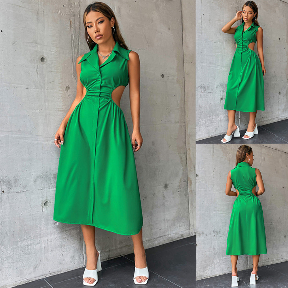 Damen elegantes Maxikleid mit tailliertem Design und raffinierten Cut-Outs