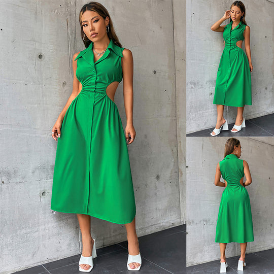 Damen elegantes Maxikleid mit tailliertem Design und raffinierten Cut-Outs R&B
