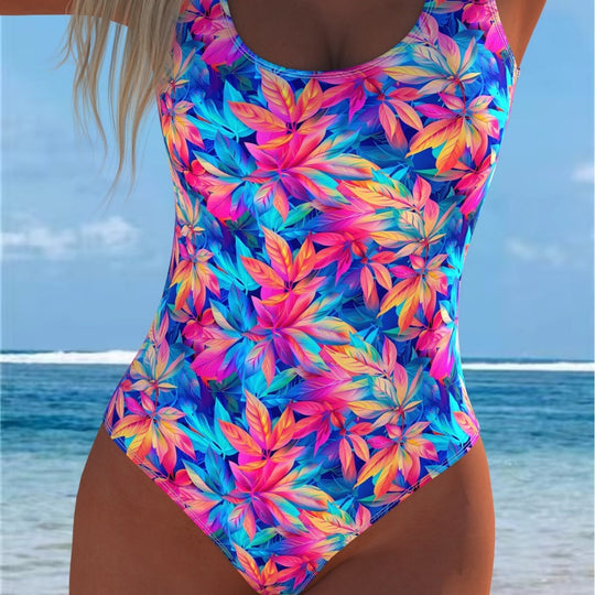 Damen Einteiliger Badeanzug mit lebhaftem Blumenmuster und komfortablem Schnitt R&B