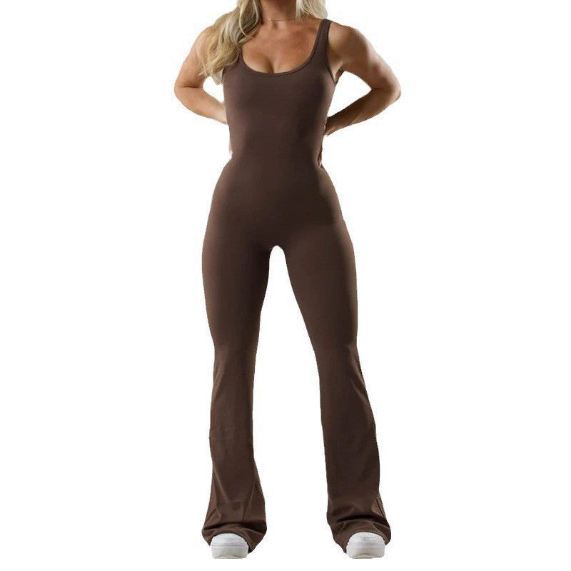 Damen Fitness-Jumpsuit mit weitem Bein und elegantem Schnitt R&B