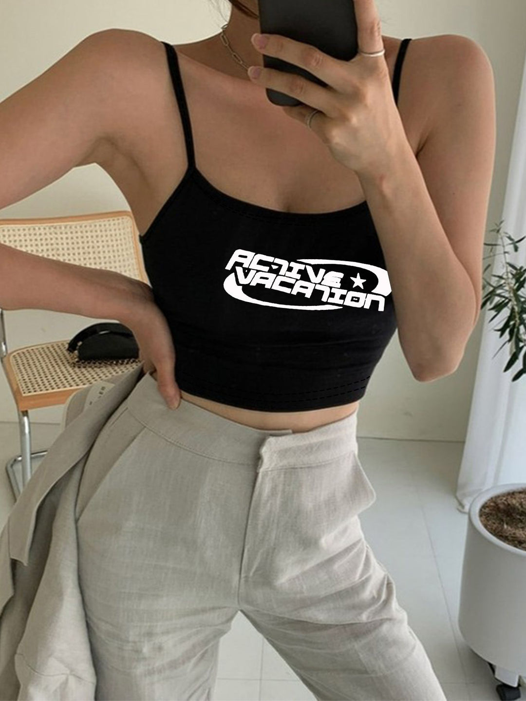 Damen Crop-Top mit trendigem Schriftzug R&B