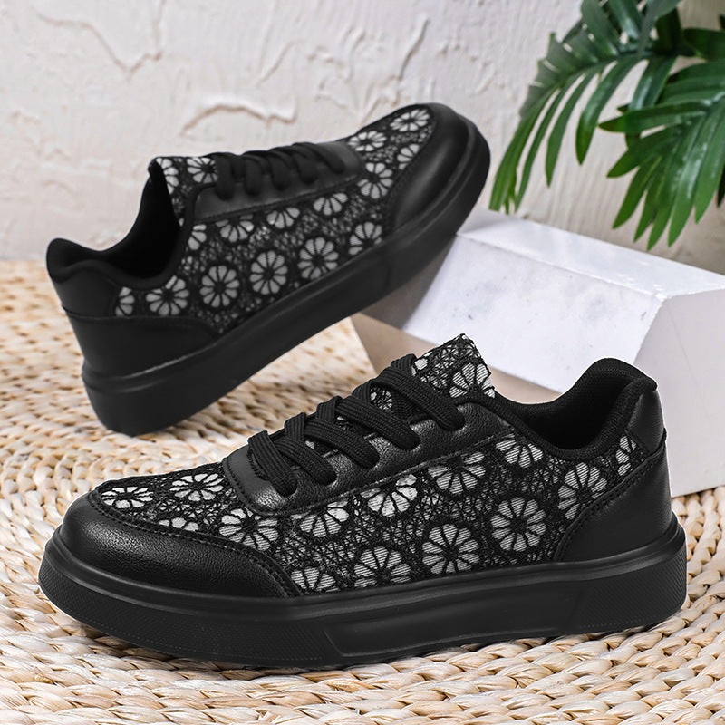 Damen Modische Sneakers mit floralen Akzenten und rutschfester Sohle