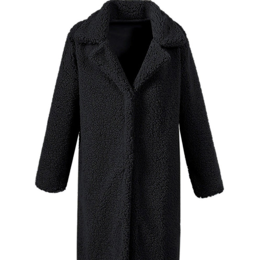 Damen Oversized Teddy-Mantel mit weitem Schnitt und großem Kragen R&B