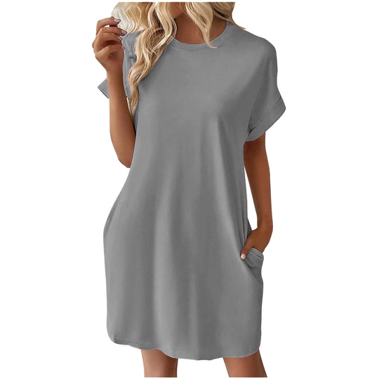 Damen lässiges T-Shirt Kleid mit praktischen Taschen R&B
