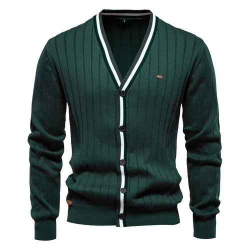 Herren Strickjacke mit elegantem V-Ausschnitt und feiner Rippstruktur R&B