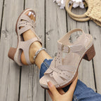 Damen Elegante Plateau-Sandaletten mit verstellbarem Riemen und atmungsaktivem Obermaterial R&B