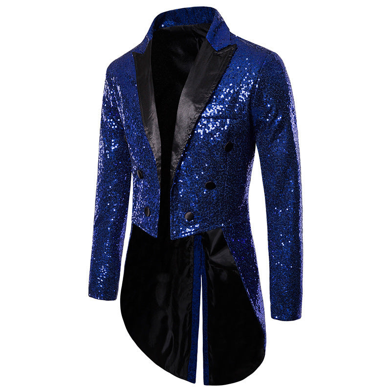 Herren Pailletten-Blazer im eleganten Schnitt mit asymmetrischem Design R&B