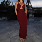 Damen Maxikleid mit tiefem Ausschnitt und Taschen R&B