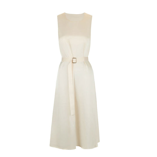 Damen Elegantes Midikleid mit Taillengürtel und fließendem Schnitt R&B