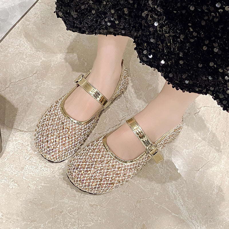 Damen Ballerinas mit geschlitzten Riemen und dekorativen Schleifen R&B