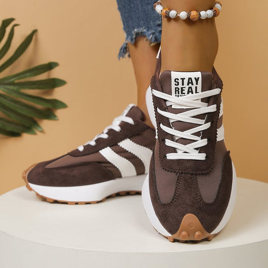 Damen nan retro-inspirierte Plateausneaker aus Veloursleder-Optik mit profilierter Gummisohle R&B