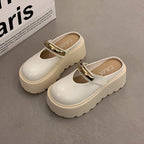 Damen Modische Plateau-Clogs mit glänzendem Detail und rutschfester Sohle R&B