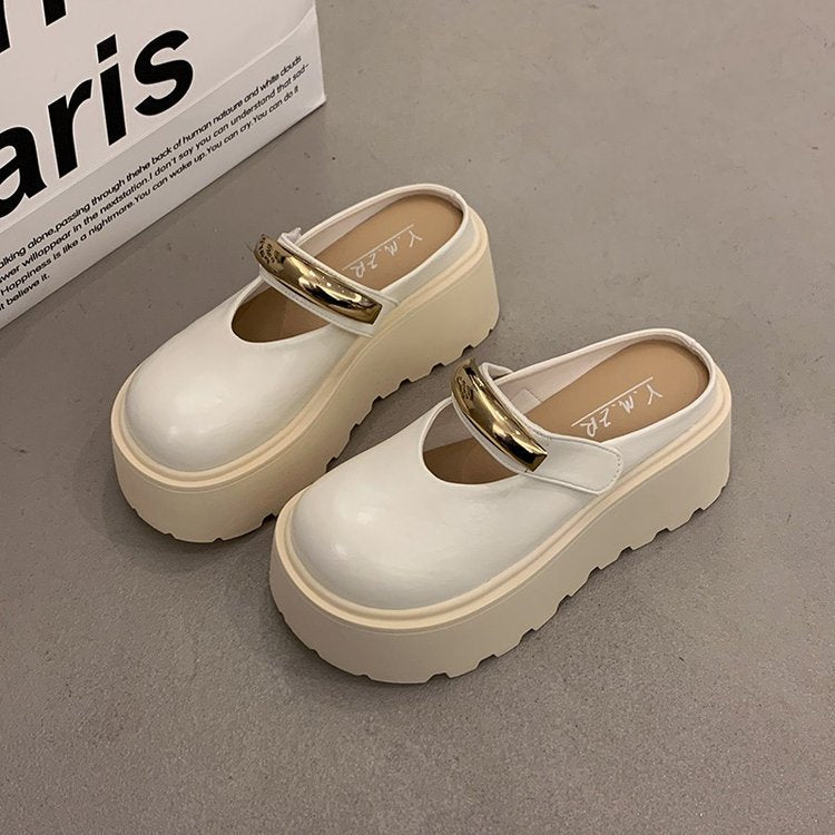 Damen Modische Plateau-Clogs mit glänzendem Detail und rutschfester Sohle R&B